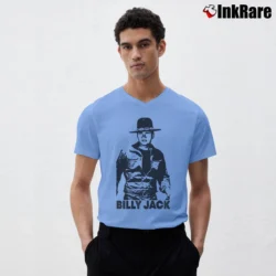 Men’s Billy Jack Triblend Graphic V-Neck Tee in light blue | Sharp, Breathable, Everyday Staple