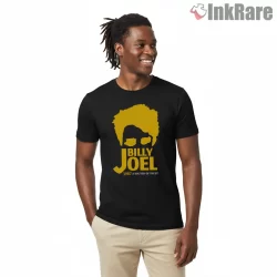 Billy Joel A Matter Of Trust Yellow Silhouette Shirt on black short sleeve shirt for men graphic tee