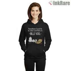 Billy Joel Alone With Vinyl Cartoon Dog Shirt on black hoodie for women graphic tee