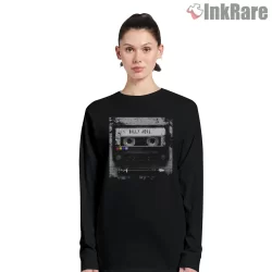 Billy Joel Classic Cassette Tape Grunge Shirt on black long sleeve shirt for women graphic tee