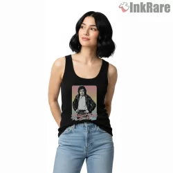 Billy Joel Classic Leather Jacket Portrait Shirt on black tank top for women graphic tee