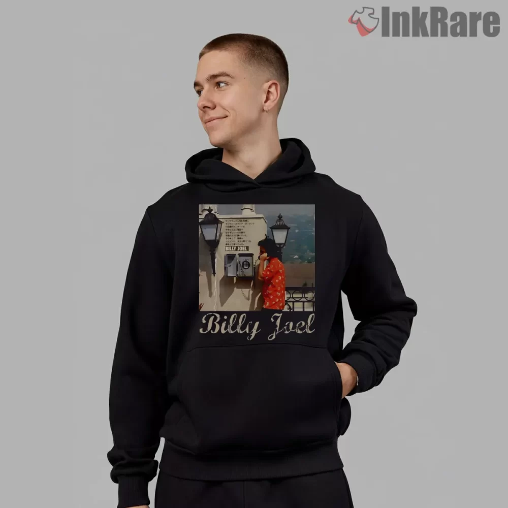 Billy Joel Coastal Phone Booth Vintage Photo Shirt on black hoodie for men graphic tee
