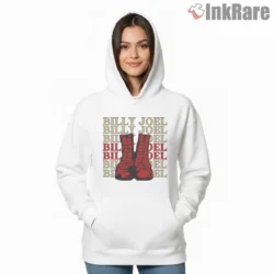Billy Joel Cute Boots Wordmark Pattern Shirt on white hoodie for women graphic tee