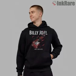 Billy Joel Floral Guitar And Roses Rock Shirt on black hoodie for men graphic tee