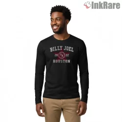 Billy Joel Houston 2022 Concert Badge Shirt on black long sleeve shirt for men graphic tee