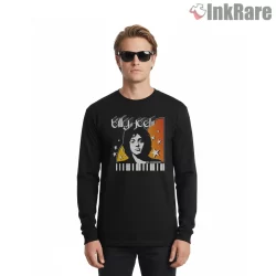 Billy Joel In Concert Retro Pop Poster Shirt on black long sleeve shirt for men graphic tee
