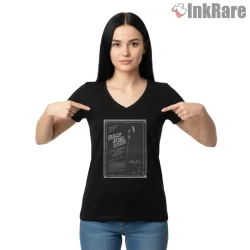 Billy Joel In Concert Vintage Flyer Shirt on black v-neck shirt for women graphic tee