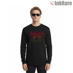 Billy Joel Neon Signature Stage Glow Shirt on black long sleeve shirt for men graphic tee