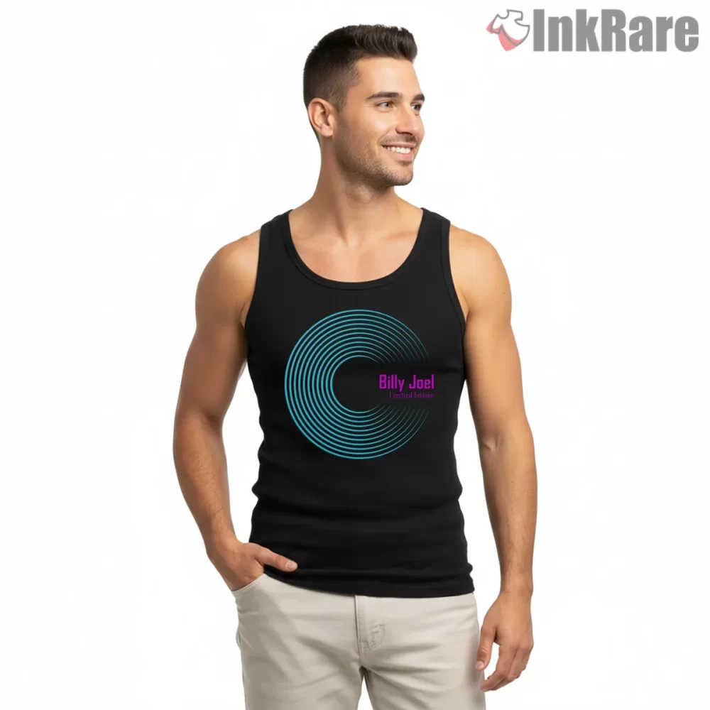Billy Joel Neon Spiral Limited Edition Shirt on black tank top for men graphic tee