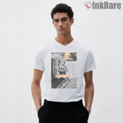 Billy Joel New York Collage Music Sheet Shirt on white v-neck shirt for men graphic tee