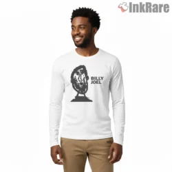 Billy Joel Only The Good Die Young Ink Portrait Shirt on white long sleeve shirt for men graphic tee