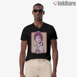 Billy Joel Pastel Frame Retro Portrait Shirt on black v-neck shirt for men graphic tee