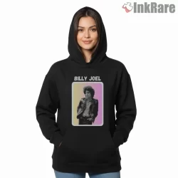 Billy Joel Pastel Photo Card Portrait Shirt on black hoodie for women graphic tee