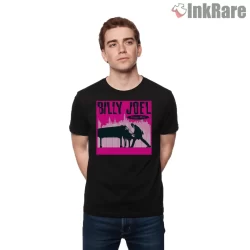 Billy Joel Piano Man Hot Pink Poster Shirt on black short sleeve shirt for men graphic tee