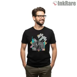 Billy Joel Piano Man Pop Art Keys Shirt on black short sleeve shirt for men graphic tee