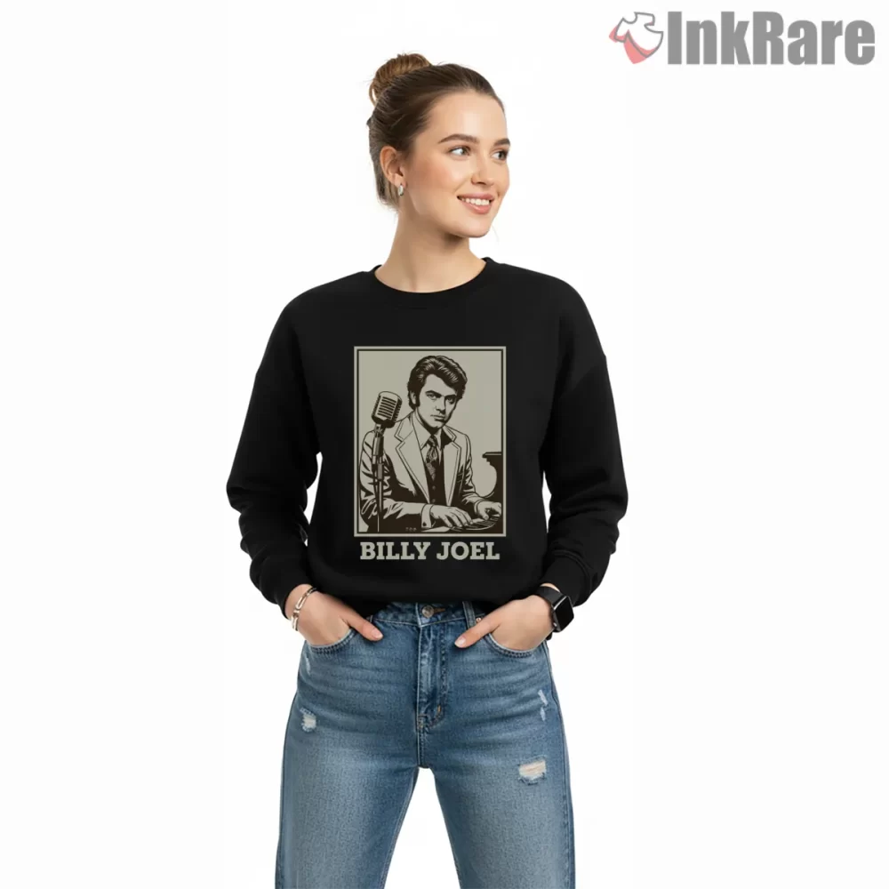 Billy Joel Piano Man Sketch Microphone Shirt on graphic shirt for women graphic tee