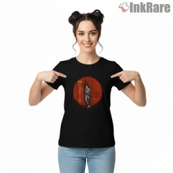 Billy Joel Red Sun Art Poster Shirt on black short sleeve shirt for women graphic tee