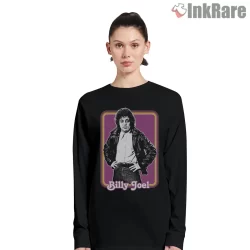 Billy Joel Retro Portrait Frame Shirt on black long sleeve shirt for women graphic tee