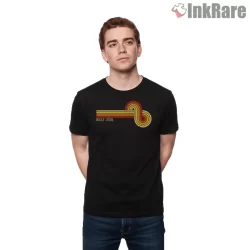 Billy Joel Retro Sunset Ribbon Lines Shirt on black short sleeve shirt for men graphic tee