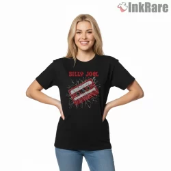 Billy Joel Shattered Cassette Tape Rock Shirt on black short sleeve shirt for women graphic tee