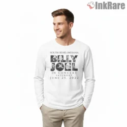 Billy Joel South Bend Indiana Concert Date Poster Shirt on white long sleeve shirt for men graphic tee