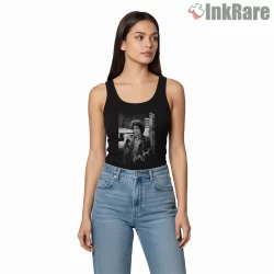 Billy Joel Street Portrait Signature Photo Shirt on black tank top for women graphic tee