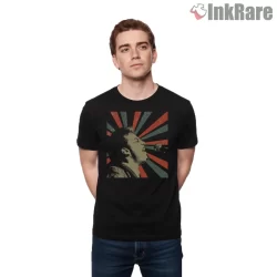 Billy Joel Sunburst Microphone Singer Poster Shirt on black short sleeve shirt for men graphic tee
