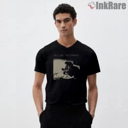 Billy Joel The Stranger Shadowed Bedroom Album Shirt on black v-neck shirt for men graphic tee