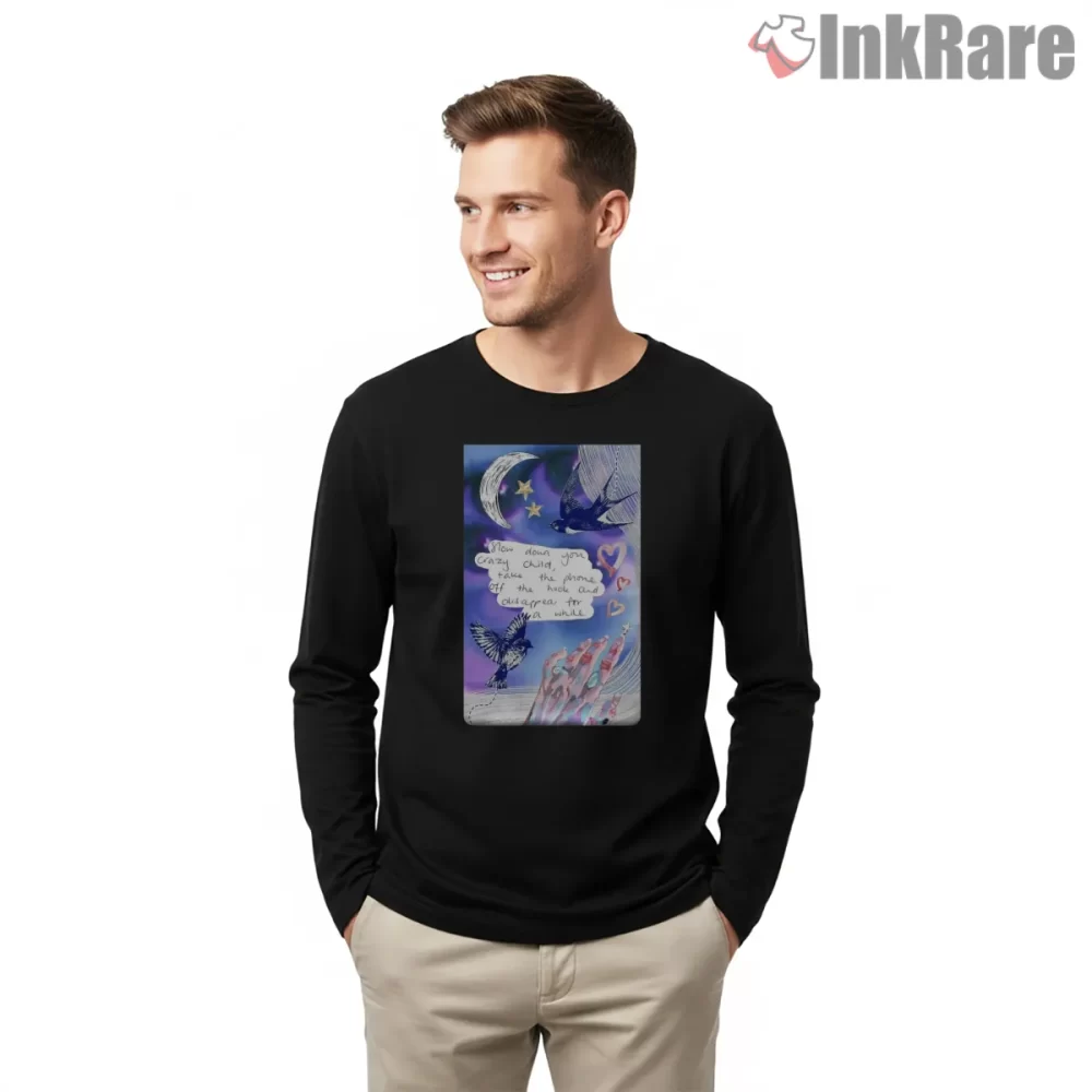 Billy Joel Vienna Dreamy Collage Shirt on black long sleeve shirt for men graphic tee