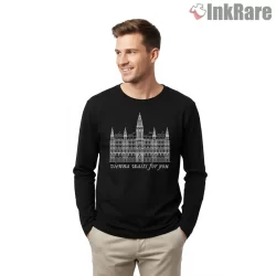 Billy Joel Vienna Waits For You Cathedral Line Art Lyric Shirt on black long sleeve shirt for men graphic tee