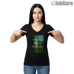 Billy Joel Vienna Waits For You Misty Scene Shirt on black v-neck shirt for women graphic tee