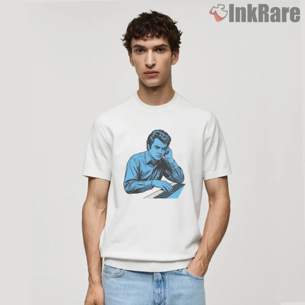 Billy Joel Vintage Pianist Illustration Retro Shirt on white short sleeve shirt for men graphic tee