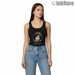 Billy Joel Vintage Round Portrait Cameo Shirt on black tank top for women graphic tee