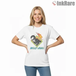 Billy Joel We Didnt Start The Fire Flame Portrait Shirt on white short sleeve shirt for women graphic tee