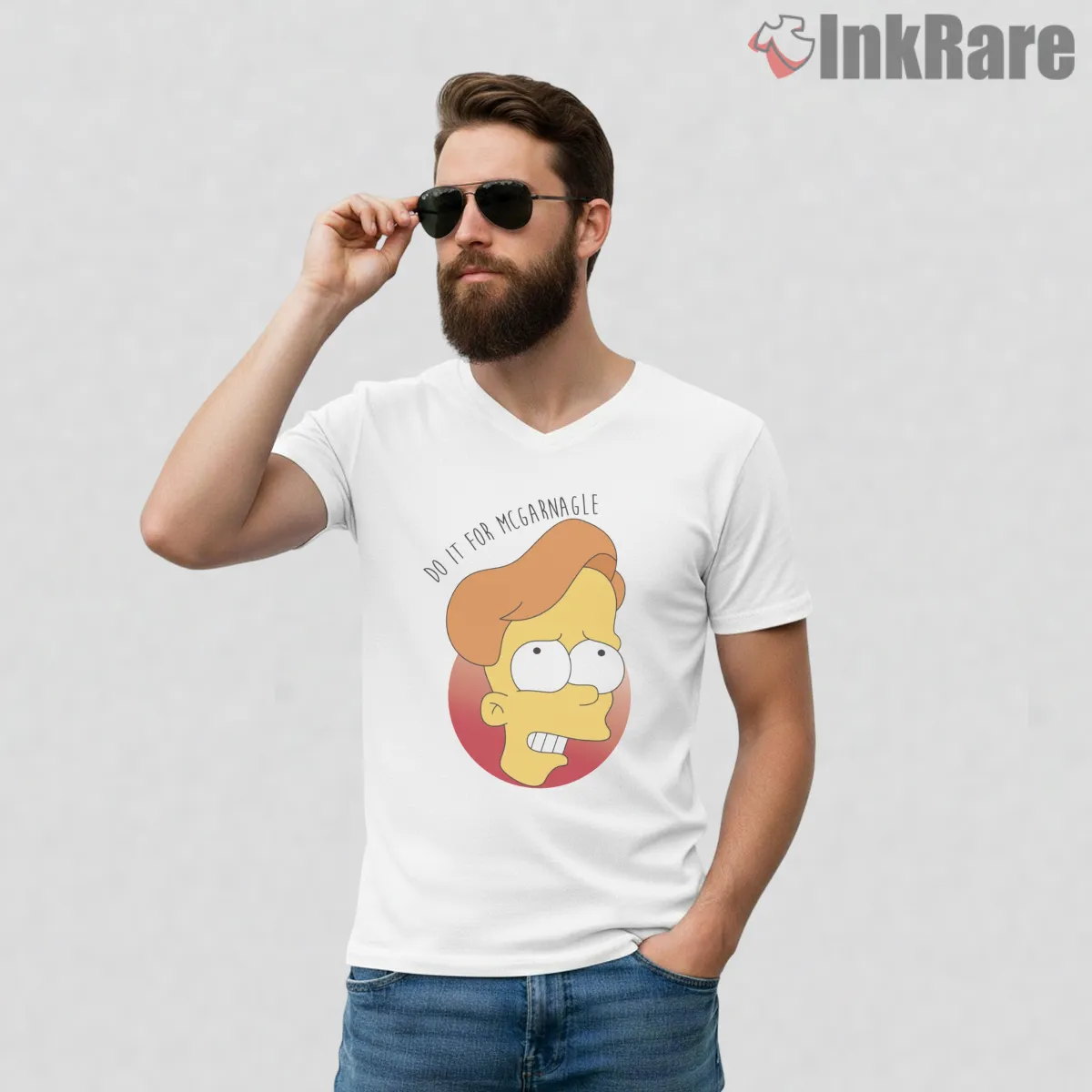 Billy Mcgarnagle Detective Cartoon Parody Character V Neck White Billy Mcgarnagle Detective Cartoon Parody Character Shirt on white v-neck shirt for men graphic tee