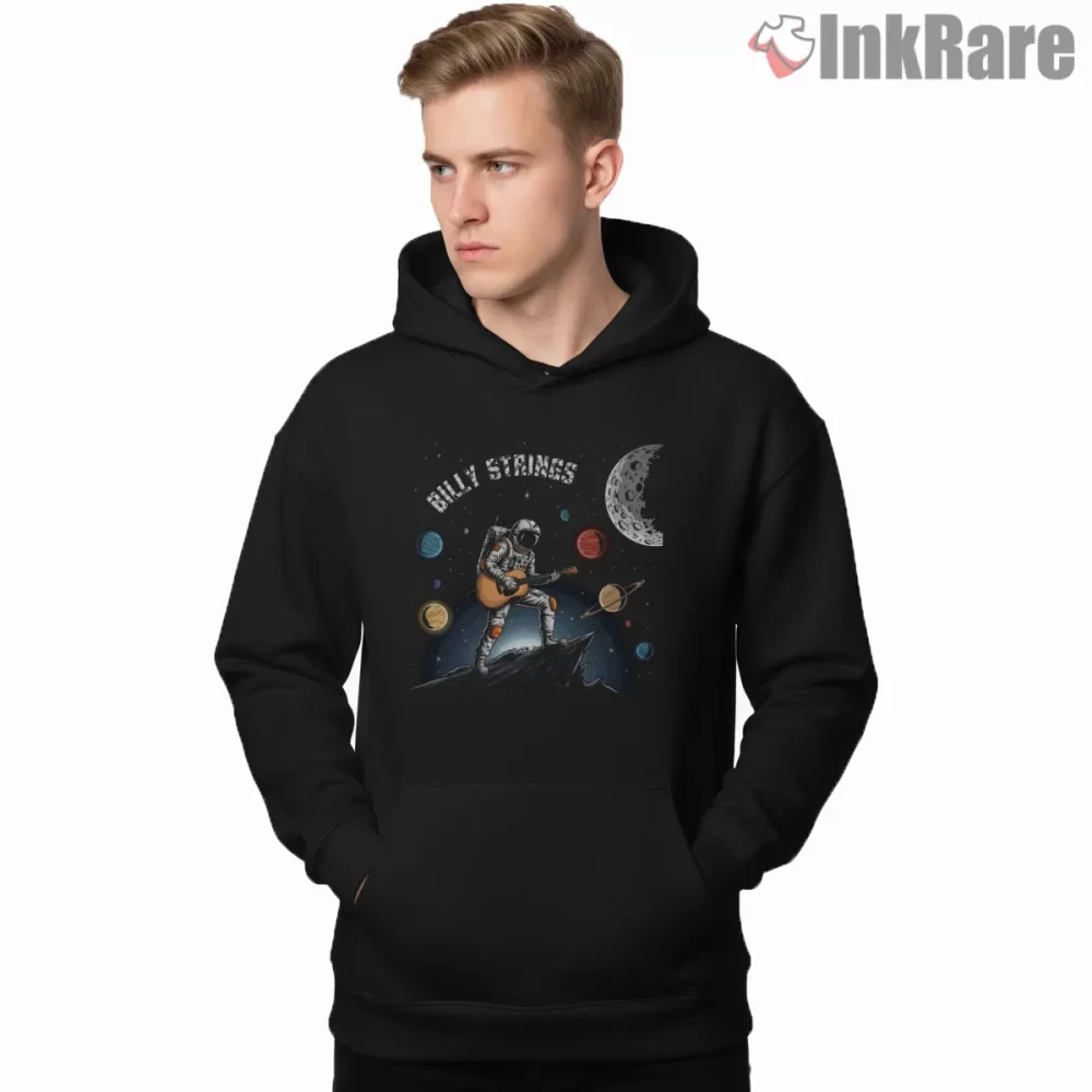 Billy Strings Astronaut Guitar Space Adventure Shirt on black hoodie for men graphic tee