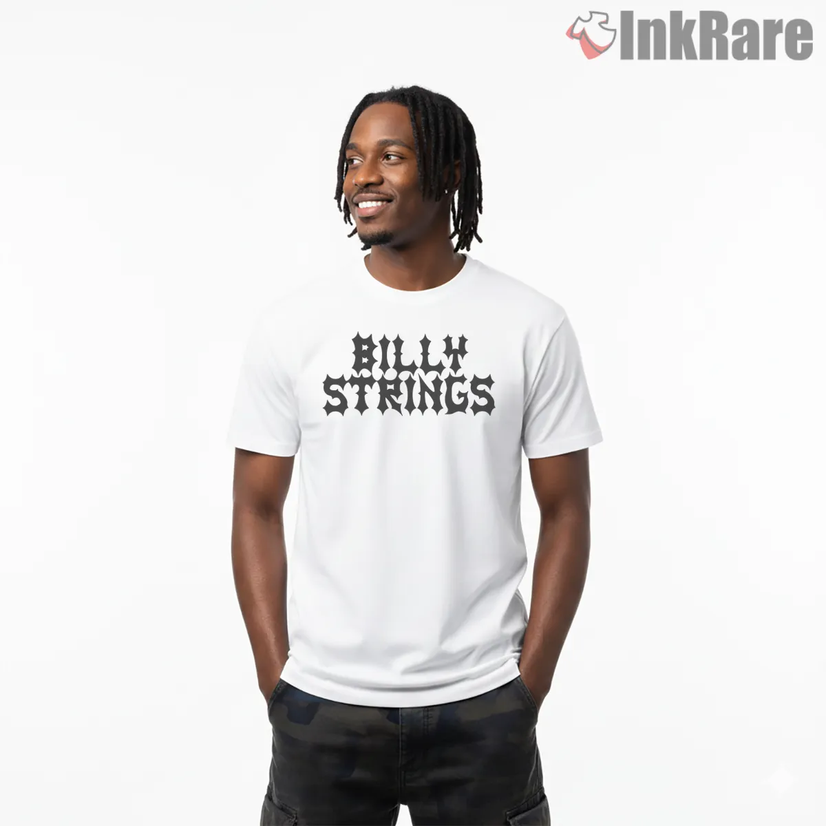 Billy Strings Bold Merch Logo Shirt on white short sleeve shirt for men graphic tee