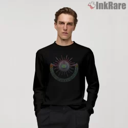Billy Strings Circles Around The Sun Tie Dye Mandala Shirt on black long sleeve shirt for men graphic tee