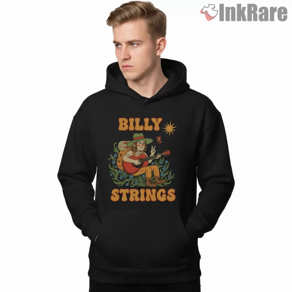 Billy Strings Cozy Campfire Hiker Shirt on black hoodie for men graphic tee