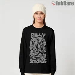 Billy Strings Curved Maze Lettering Shirt on black long sleeve shirt for women graphic tee