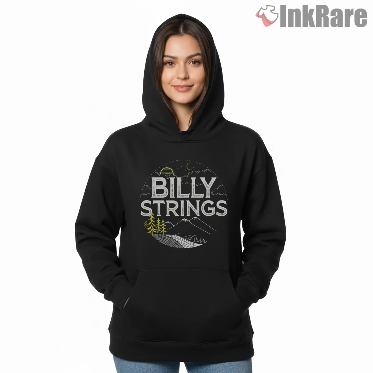 Billy Strings Deadhead Mountain Night Shirt on black hoodie for women graphic tee