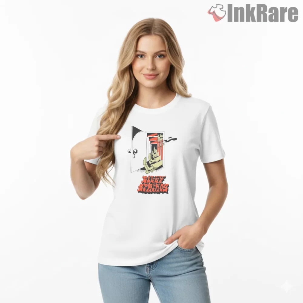 Billy Strings Doorway Jam Cartoon Shirt on white short sleeve shirt for women graphic tee