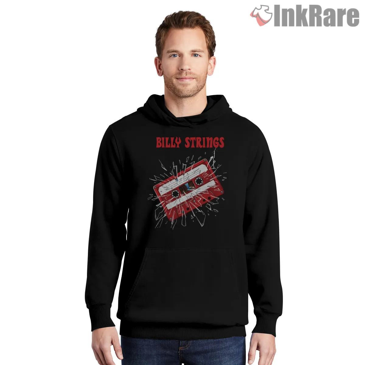 Billy Strings Exploding Cassette Tape Music Shirt on black hoodie for men graphic tee