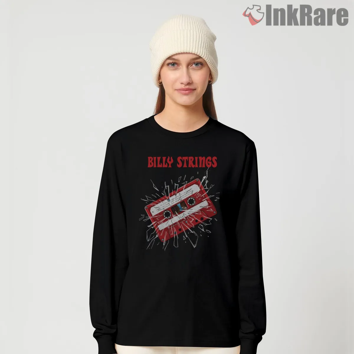 Billy Strings Exploding Cassette Tape Music Long Sleeve Black Billy Strings Exploding Cassette Tape Music Shirt on black long sleeve shirt for women graphic tee