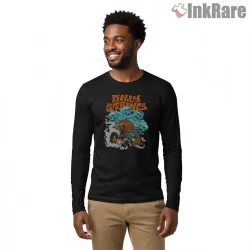 Billy Strings Fall 2025 Tour Hot Rod Smoke Shirt on black long sleeve shirt for men graphic tee