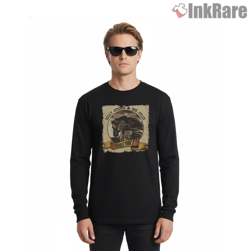 Billy Strings Fiddle Tune X Vintage Collab Shirt on black long sleeve shirt for men graphic tee