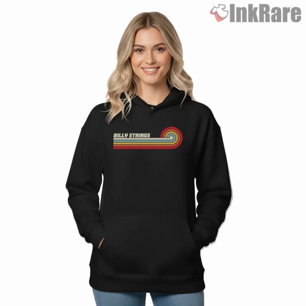 Billy Strings Horizontal Sunset Groove Shirt on black hoodie for women graphic tee