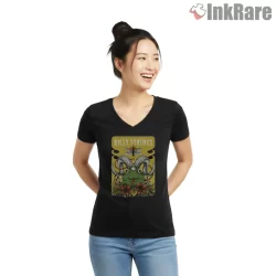 Billy Strings Horned Frog Folk Art Shirt on black v-neck shirt for women graphic tee