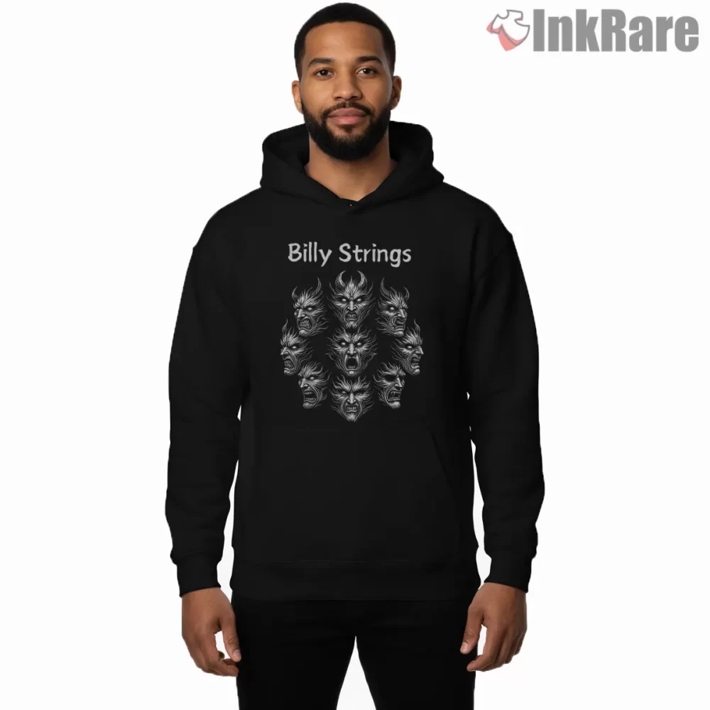 Billy Strings Howling Horde Demon Faces Shirt on black hoodie for men graphic tee