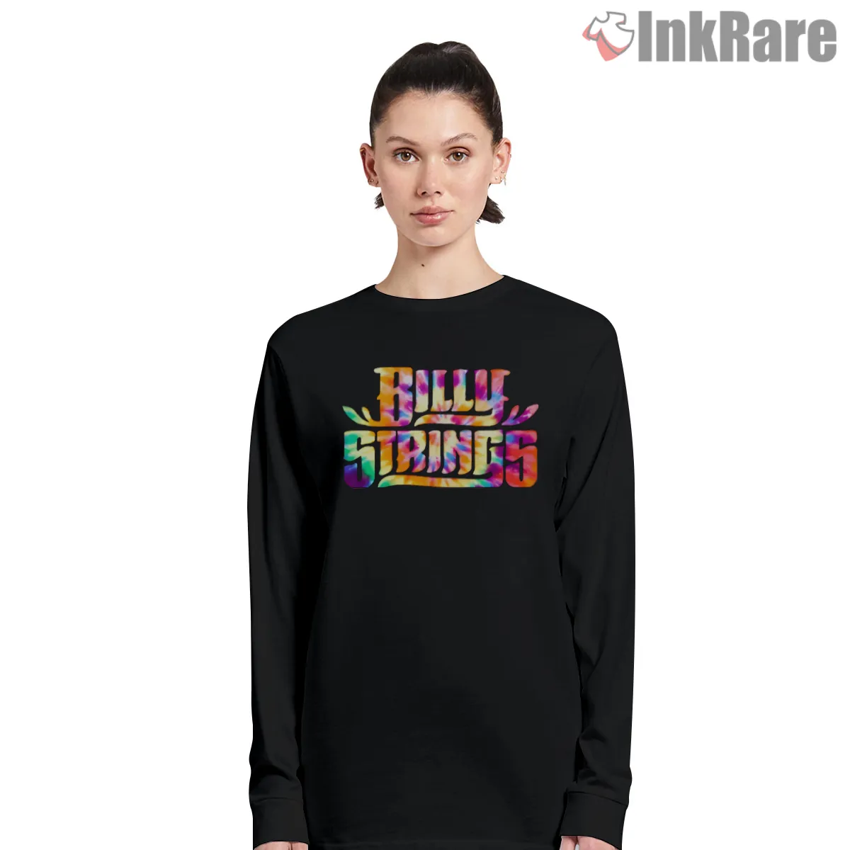 Billy Strings Iridescent Bmfs Logo Long Sleeve Black Billy Strings Iridescent Bmfs Logo Shirt on black long sleeve shirt for women graphic tee